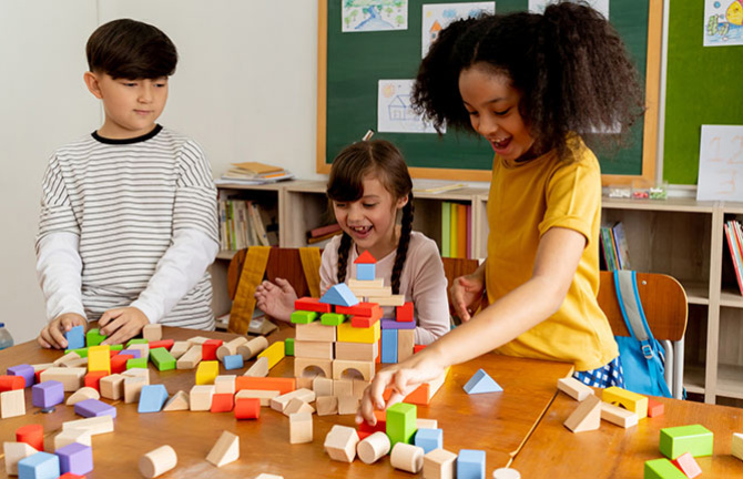 children playing with blocks
