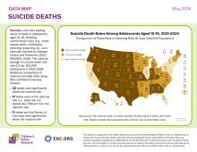 map of united states shaded to show adolescent suicide rates by state